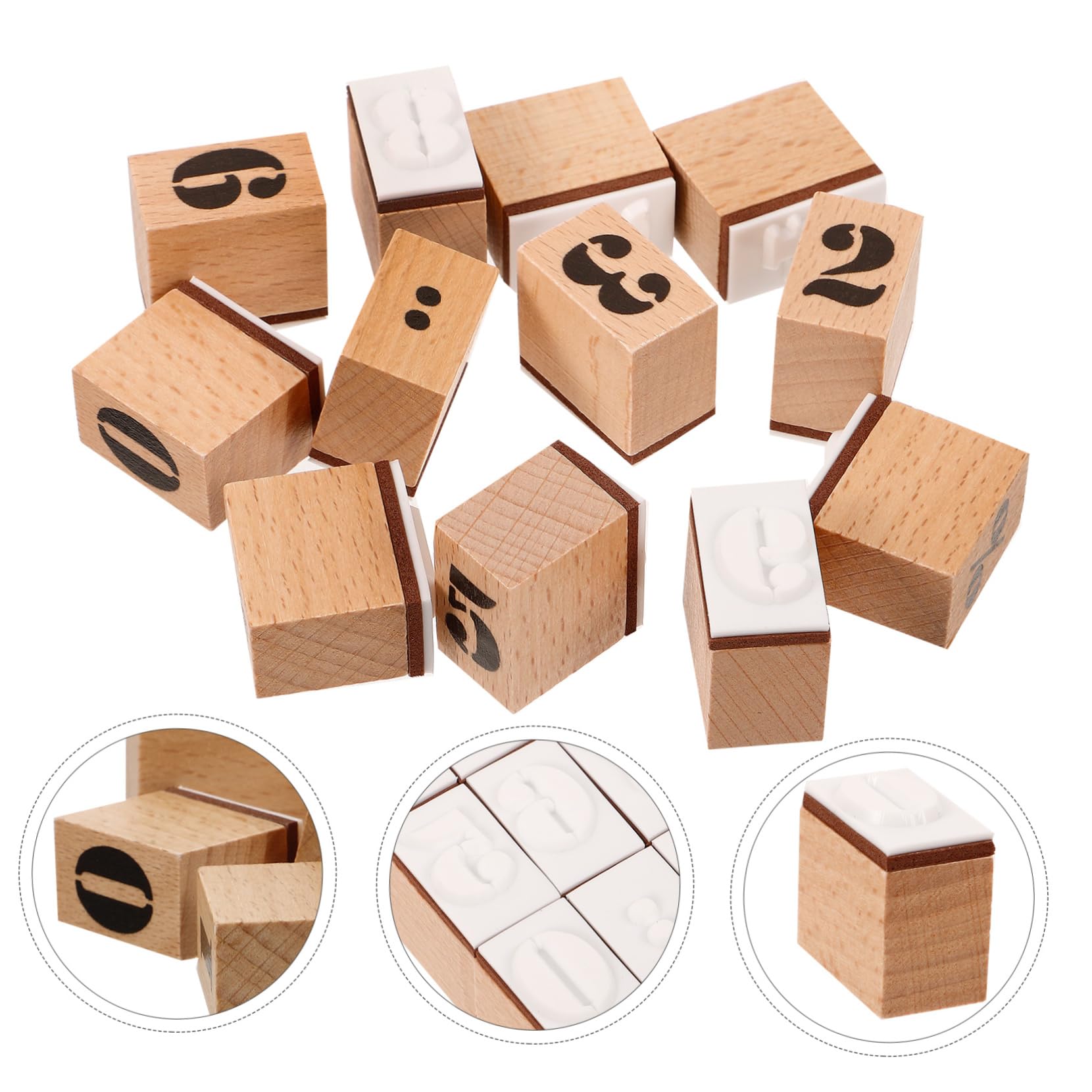 NUOBESTY 4sätze Holzstempeln Mit Zahlen Und Buchstaben Dekorativer -stempel Für Notizbücher Und Kreative Projekte Für -labels Karten Und Scrapbooking