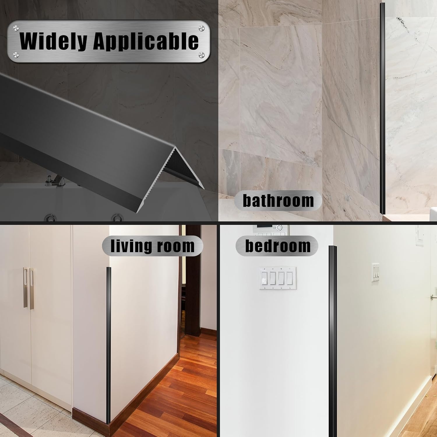 Aluminum Alloy Black Corner Guards 6PCS Thickness Wall Corner Protectors for Walls Right Angle Corner Protectors Guards L Shaped Metal Protectors 90° Angle, Corner Guards 19Ga (0.6x0.6X48.0 Inch)