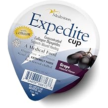 Medtrition Expedite Gelatein Cup, Fast Track Wound Healing, 30X More Collagen Dipeptides Than Powder, Supports Foot Ulcers, Cosmetic Surgery, and More - Grape - 2 Fl Oz Pack of 12