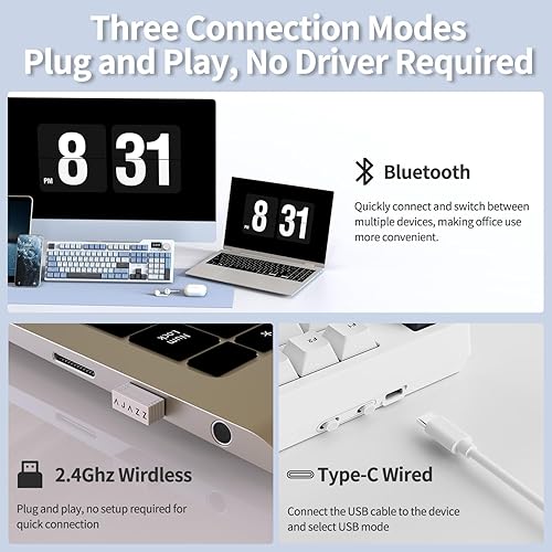 Miniatura 3 de ×AJAZZ AK35I V3 Teclado mecánico para juegos de tamaño completo con pantalla y perilla 2.4GBTUSB-C Junta Teclado FR4 Placa 8000mAh Batería orientada