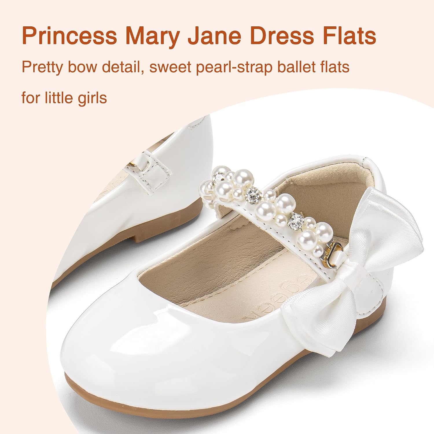 Girls Mary Jane Ballet Flats- Sparkly Shoes for Fancy Wedding