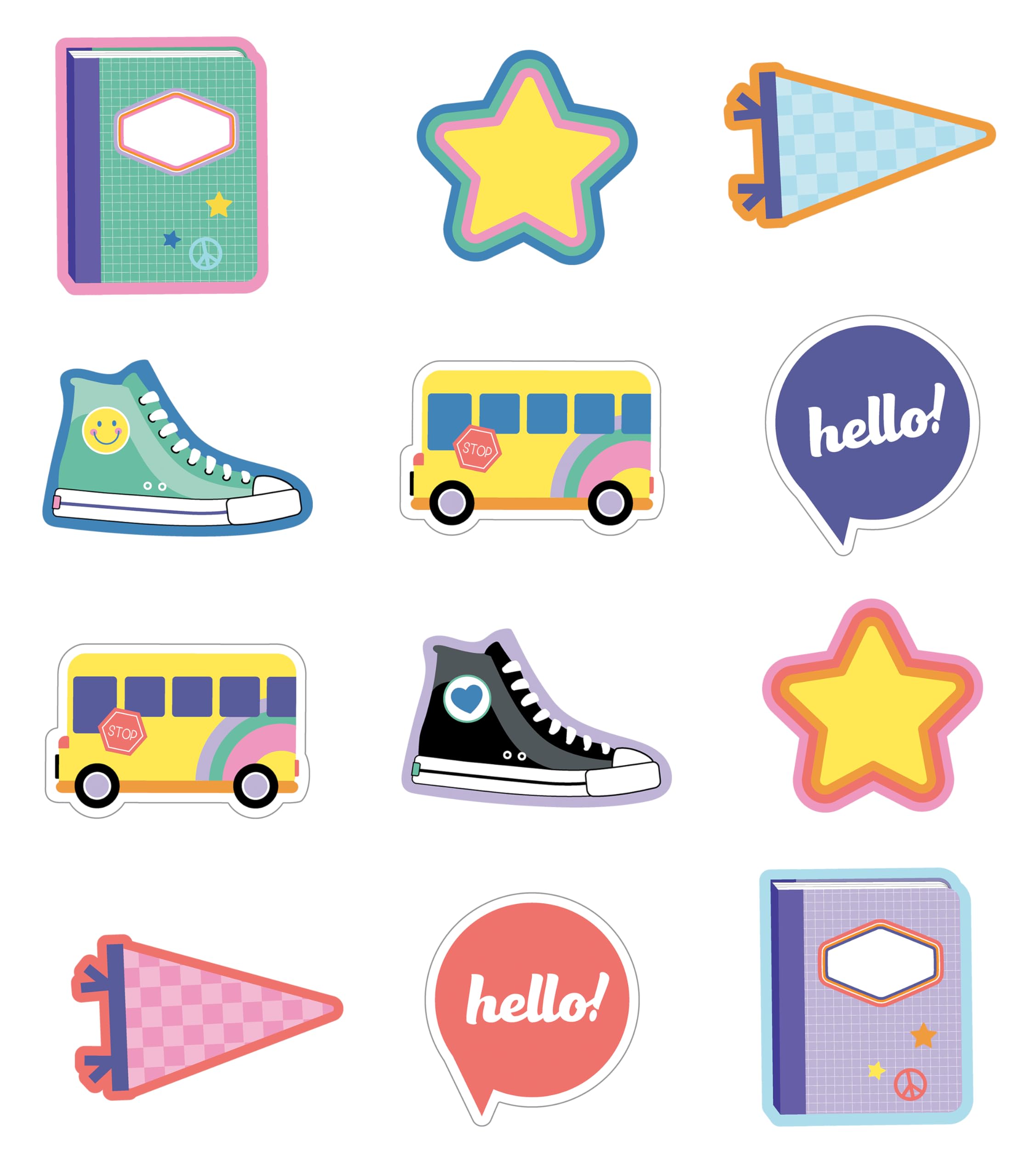 Carson Dellosa We Stick Together 36 Hello School Bulletin Board Cutouts, Star, Notebook, School Bus Bulletin Board Decorations for Back to School Bulletin Board, Cubbies, Locker Decor, School Supplies