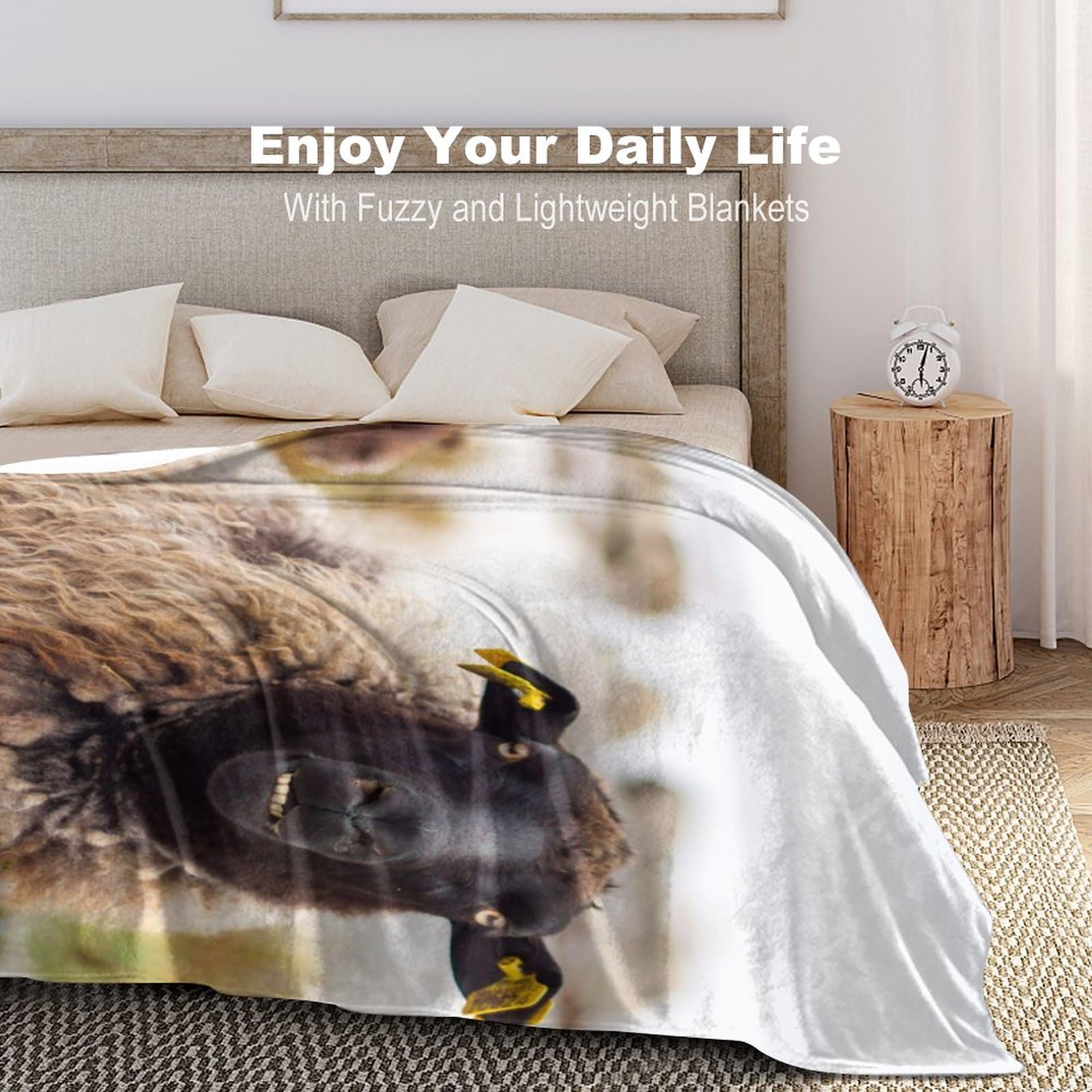 Loussiesd - Coperta in pile a forma di pecora, con animali carini, per letto, divano, casa colonica, in microfibra, calda coperta sfocata, colore: grigio, blu, bambino, 70 x 100 cm