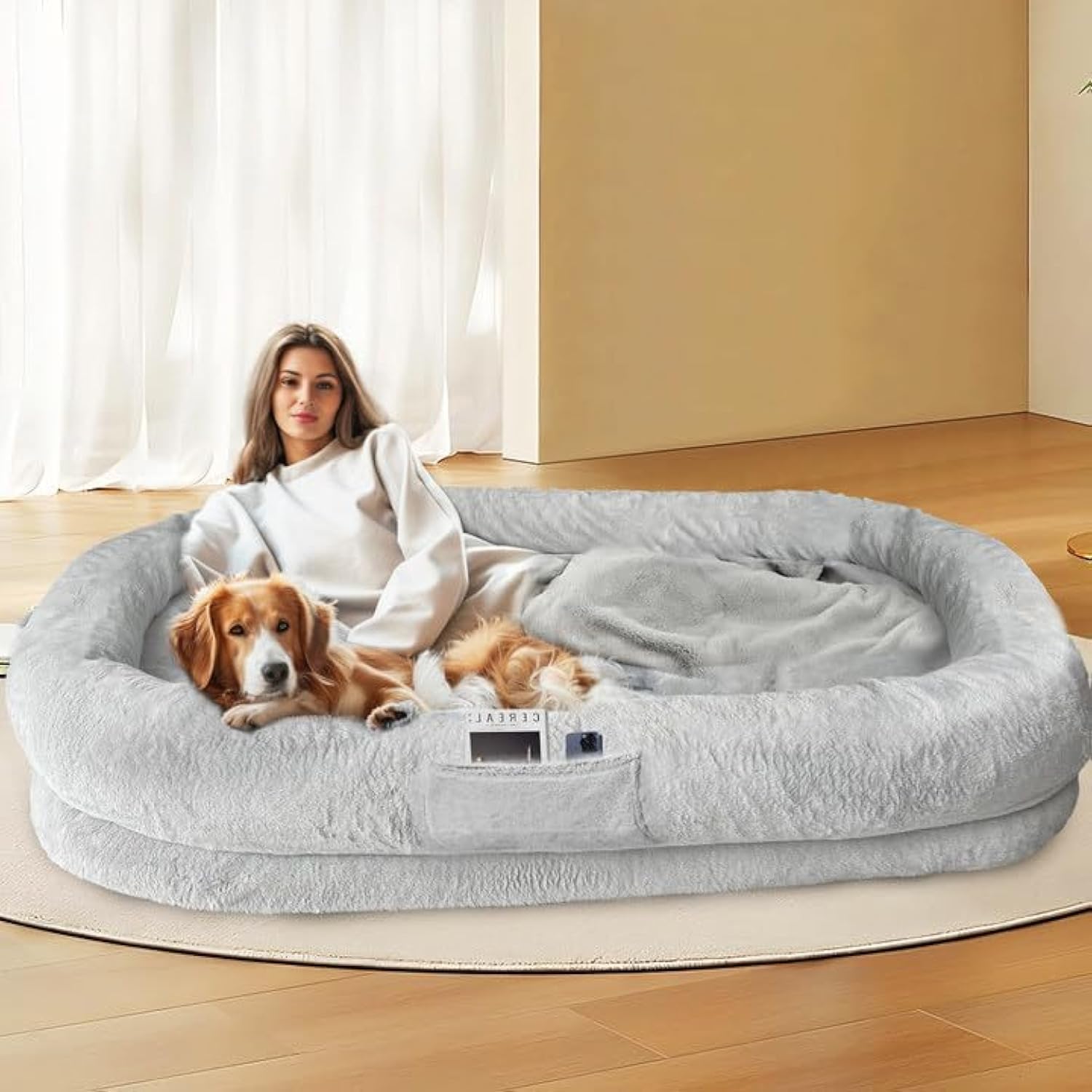 L&W BROS. Human Dog Bed for Adult Premium Orthopedic XL Dog Bed with Memory Foam and Faux Fur Cover 71" X47"W X12 H Extra Large Dog Bed Ultimate Comfort for You and Your Furry Friend (Light Gray) (B0CL6GVX12) Amazon Price History, Amazon Price Tracker