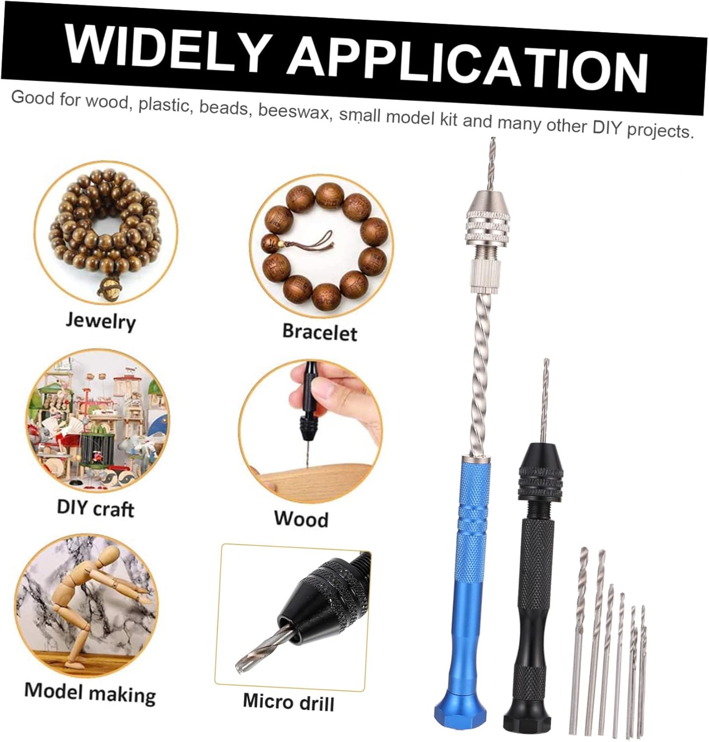 jojofuny 5sets Hand Drill Tool Kit Steel Jewelry Making Drills Configuration for Crafts and Pin Vise Applications