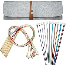Tunisia Crochet Set, 12 Wooden Tunisia Hooks and Cables, 11 Long Aluminum Afghan Hook Needles for Beginners Knitting