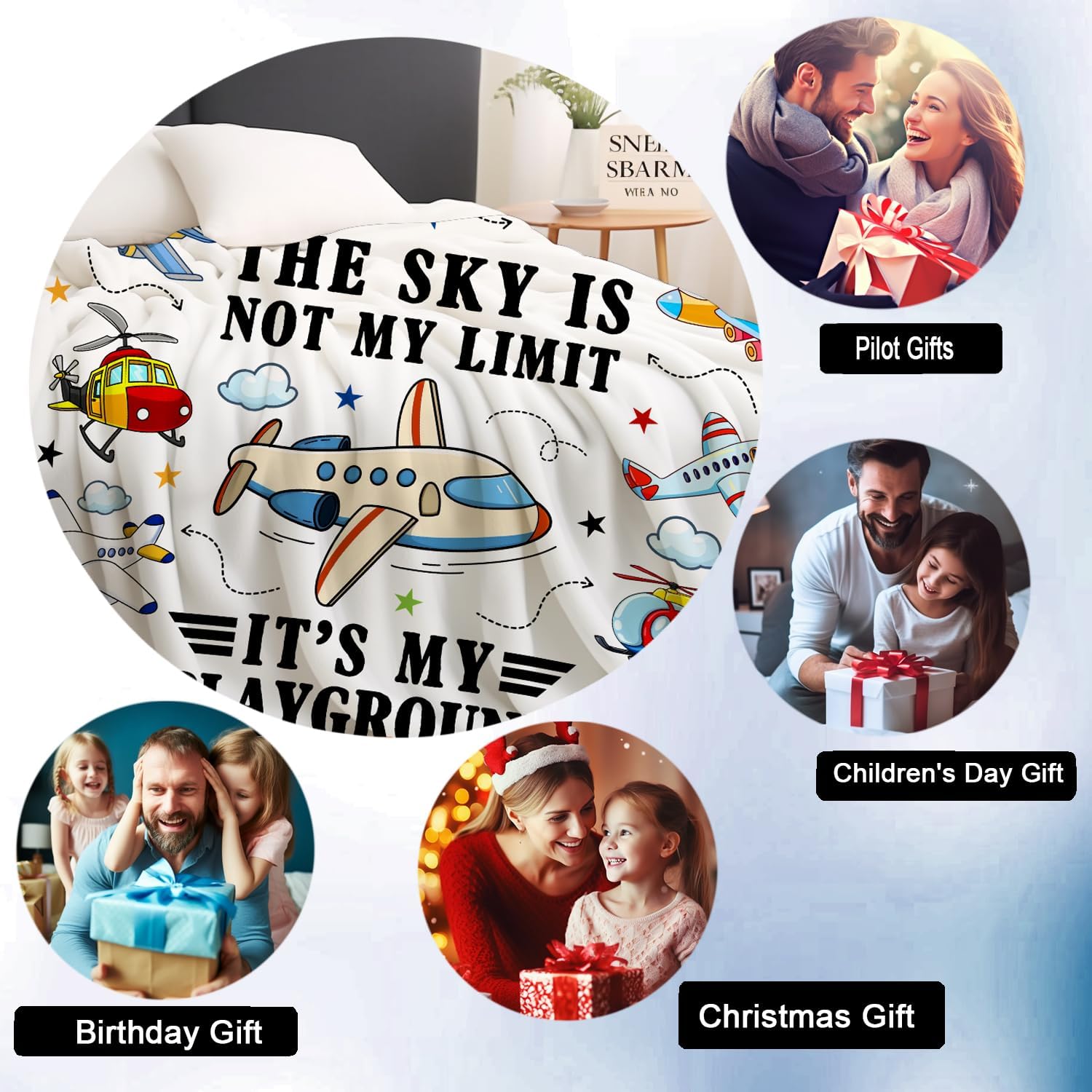 Cute Pilot Airplane Blanket Gifts for Boys Girls Kids Airman,Soft Lightweight Aircraft Flying Throw Blanket Birthday for Pilots Men Women Adults 50"X40" - Image 5