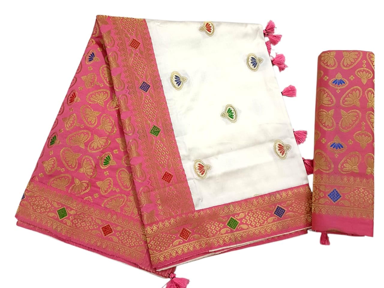Assamese Mekhala Chador Handloom Woven With Art Banarasi Silk And Zari-picture-24