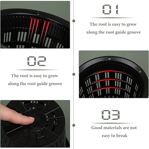 Miniatura 4 de Juego de 12 macetas de plástico ranurado transpirable de orquídea negra con orificio de drenaje, macetas de aire para plantas de interior (4.3