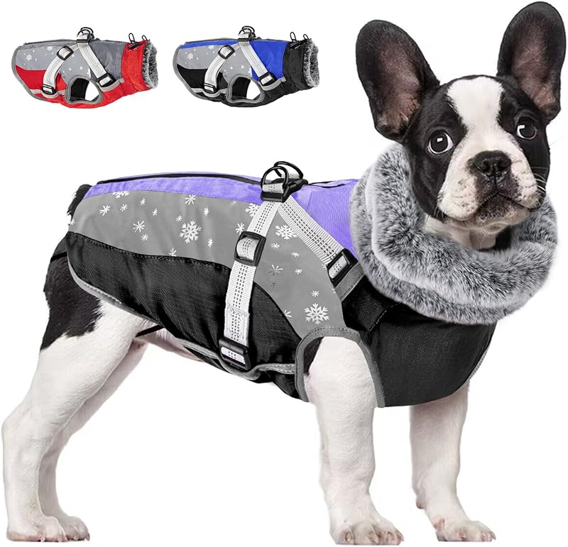 Casaco de inverno para cães com peitoral removível, forro de fleece e acabamento impermeável SlowTon
