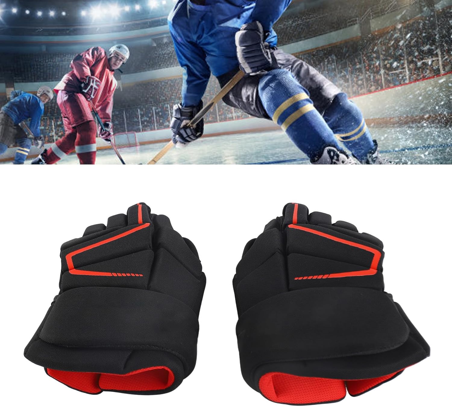 Ice Hockey Gloves, Bendable Finger Protective Hocky Racing Gloves for Ice Hockey Floorball Roller