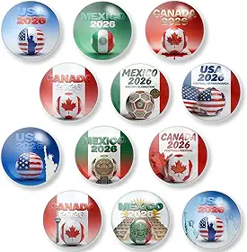 12 peças Ímãs de geladeira da Copa do Mundo 2026 Ímã engraçado de geladeira de vidro de cristal Ímãs de geladeira decorativos para fãs de casa, escritório, sala de aula, decoração de festa, lembranças
