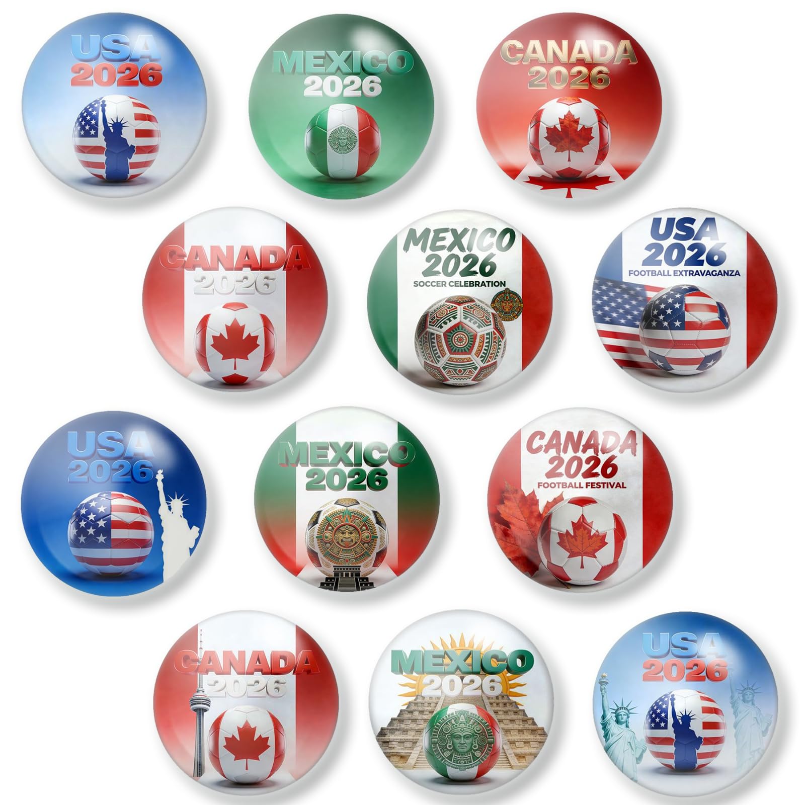 12PCS World Cup Fridge Magnets 2026 Soccer Funny Fridge Magnet Crystal Glass Refrigerator Magnets Decorative Refrigerator Magnet for Fans Home Office Classroom Party Decor Souvenirs 3cmx3cm