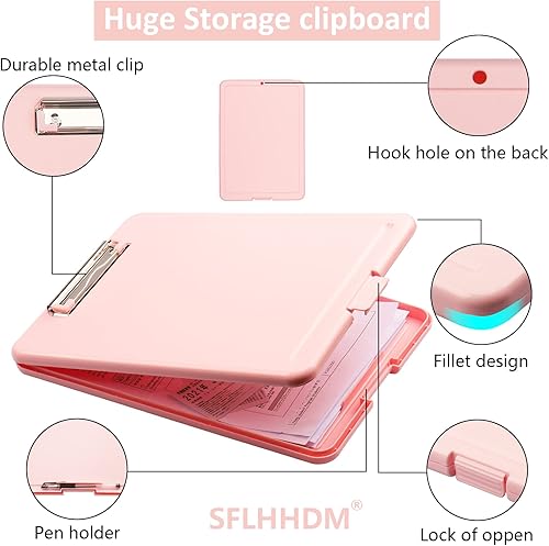 Miniatura 5 de Portapapeles con almacenamiento, portapapeles de almacenamiento con clip, portapapeles plegables para enfermeras, para tableros de clip de papel de