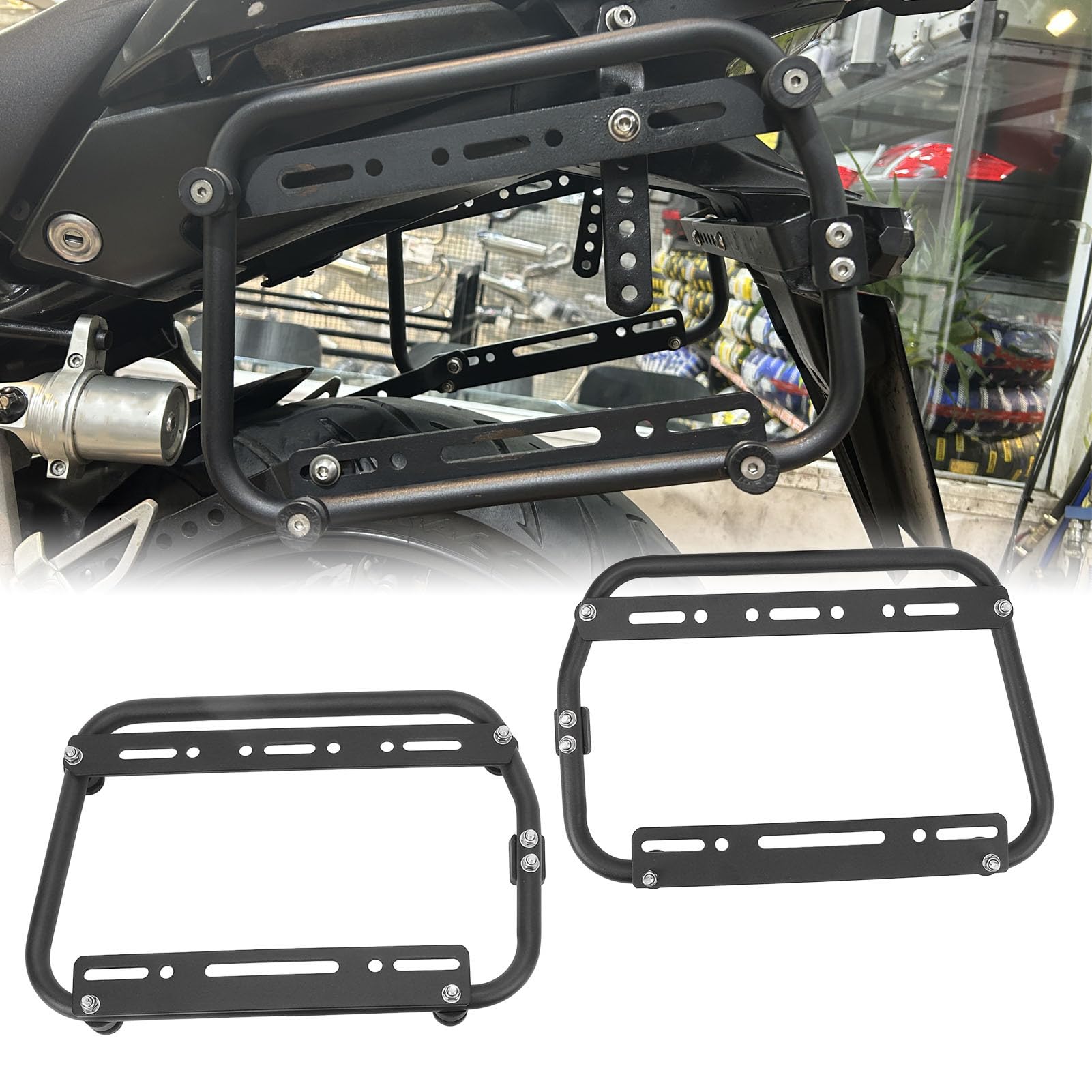Generic Boczny Bagażnik Motocyklowy Uniwersalny Twardy futerał ze Stopu Aluminium 35L ze Stojakiem i Zamkiem do Wycieczek Drogowych i Jazdy Po Mieście, Srebrna para