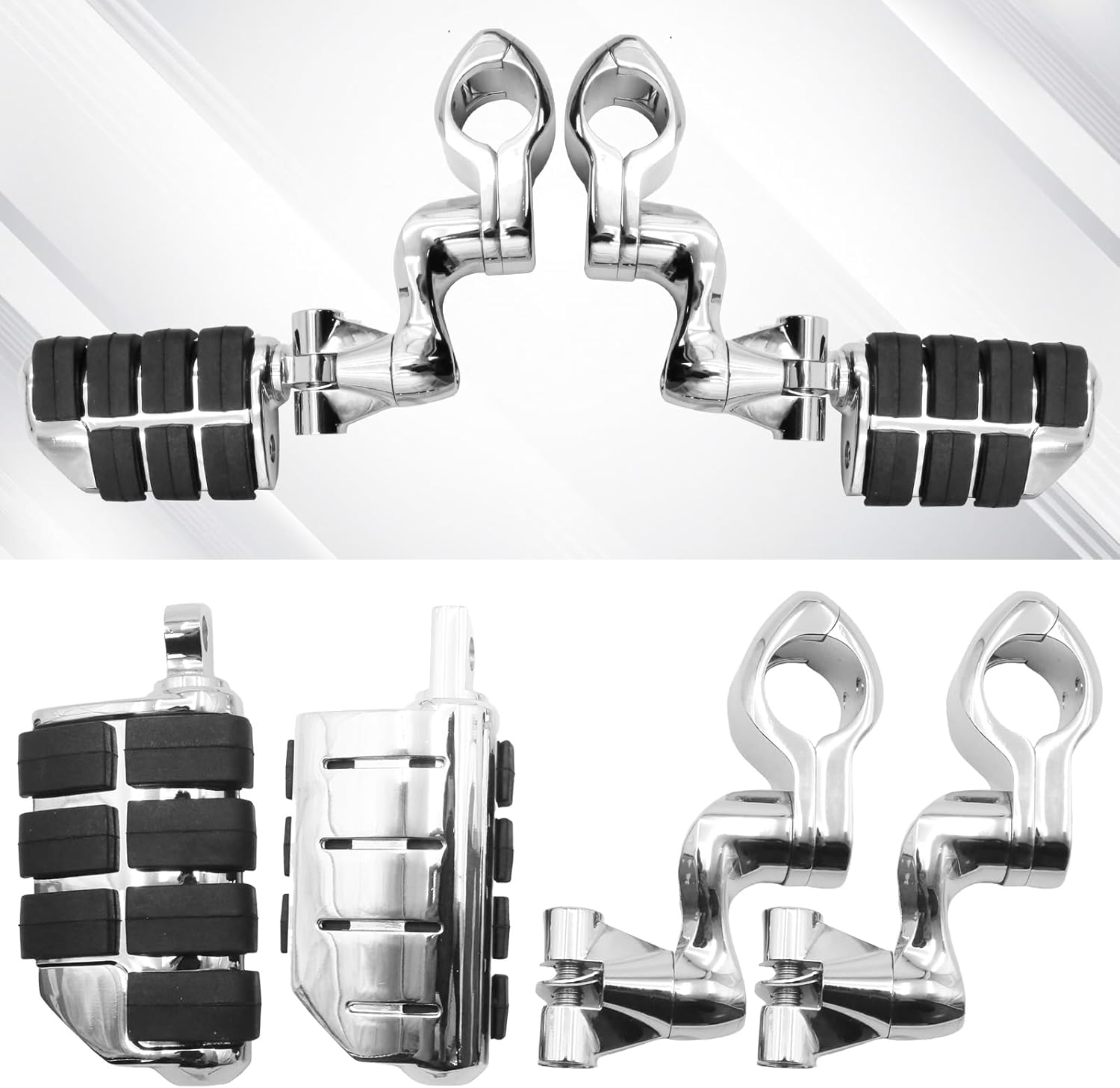 1 Pair Motorcycle Highway Footpegs, Aluminum Univeral Highway Peg, 360° Adjustable Highway Peg for 25-35mm Diameter Engine Guards