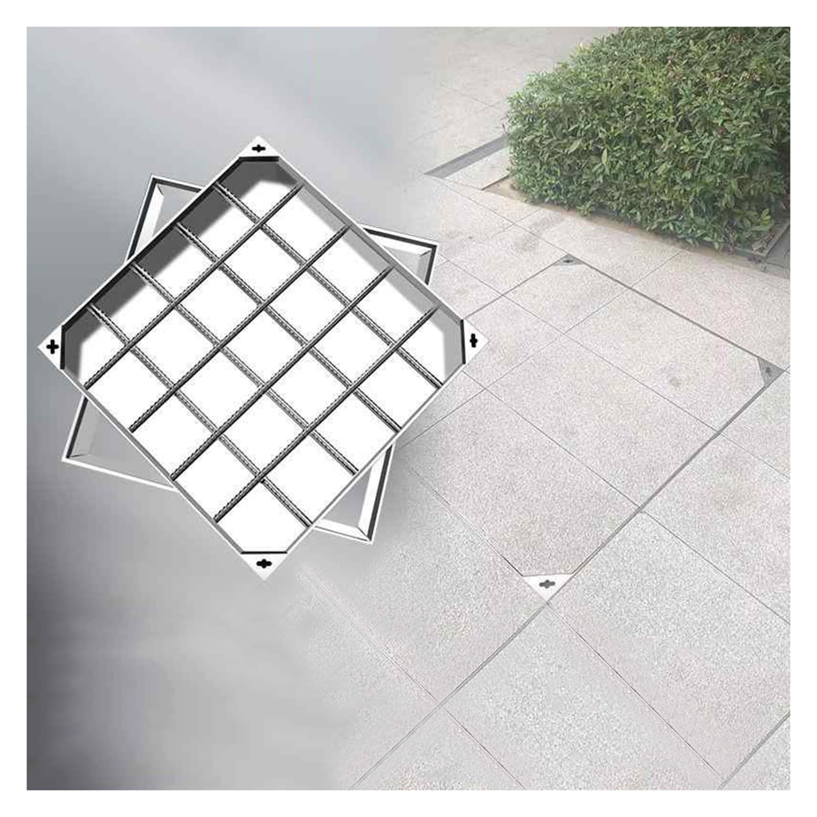 Gbrsxyip 5Cm Stainless Steel Invisible Manhole Cover & Frame Recessed Inspection Chamber Lid For Lawn Courtyard Septic Tank Driveway - 30X30cm (11.8"X11.8")