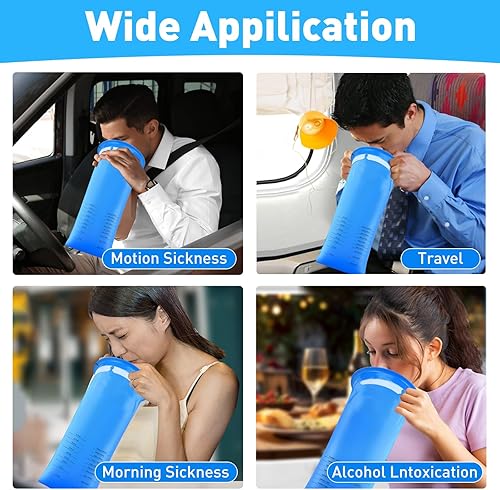 Miniatura 4 de Paquete de 24 bolsas de vómito desechables, bolsas de emesis de 3.03 onzas líquidas, resistentes a fugas, grado médico, portátiles, bolsas de púa,