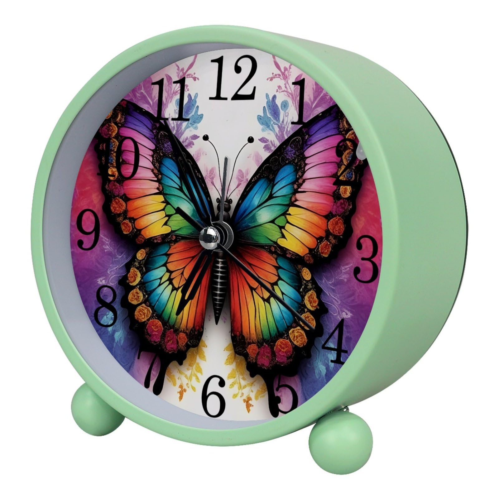 etoenbrc Butterfly 10.9" Alarm Clock,Small Battery Operated Clocks, Slient Plastic Table Clock for Living Room Decor,Bedroom,Office