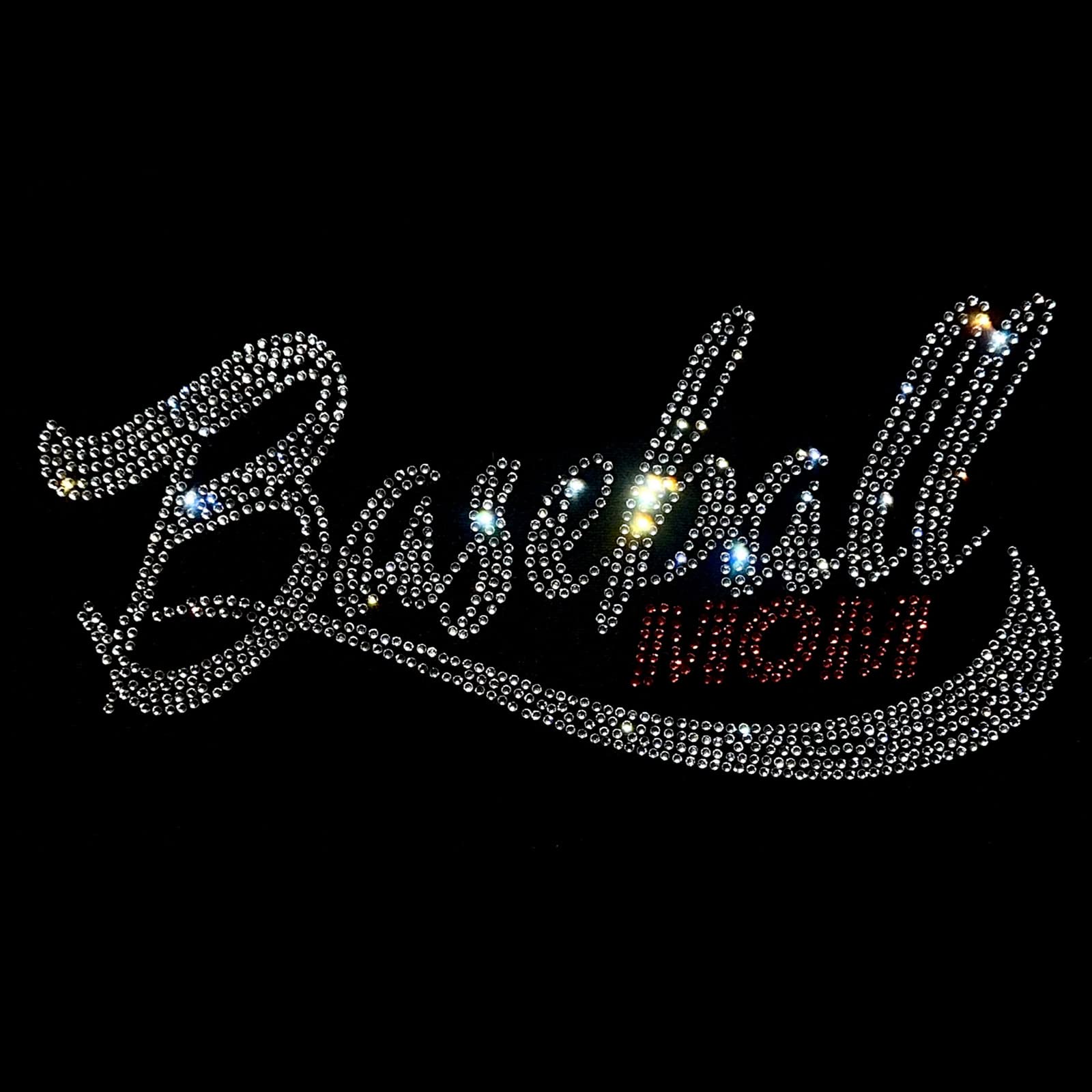 Set of 2 Bling Baseball Mom Iron on 8.3' Width Rhinestones Patch Crystal Hotfix Heat Transfer DIY Applique