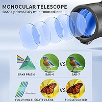 Vista 3 de 2024 HD 80x100 High Powered Monocular with Smartphone Adapter and Tripod,Monocular Telescope for Adults,Monoculars for Bird Watching,Wildlife