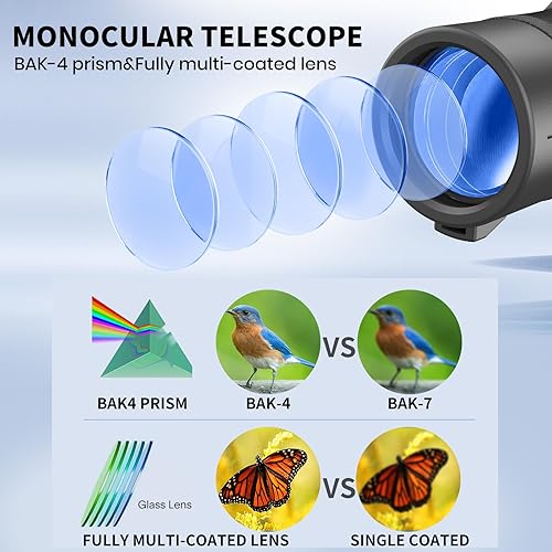 Miniatura 3 de Monocular de alta potencia 2024 HD 80x90 con adaptador para teléfono inteligente y trípode, telescopio monocular para adultos, monoculares para