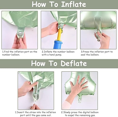 Miniatura 7 de Globos de cumpleaños de 15 años para niñas, globos gigantes de papel de aluminio verde salvia de 40 pulgadas, globos de helio de 1 y 5 dígitos verde