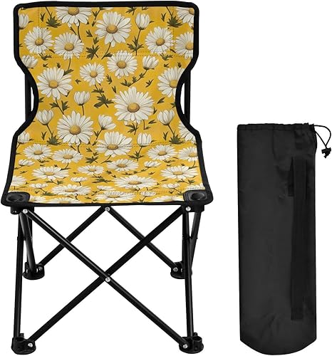 Outdoor Folding White Daisy Floral Camping Chairs for Adults Portable Camping Chair Lightweight Lawn Chair 202a4575