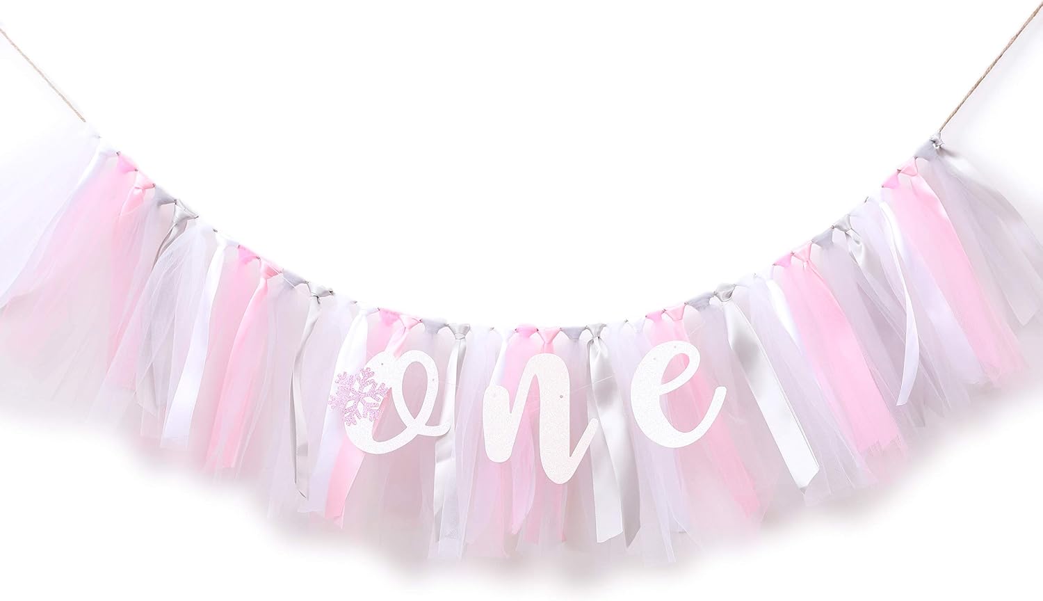 Winter Alderland Snow High Chair Tutu - 1st Birthday high Chair Banner, Smash Cake Photo Props, Winter Wonderland Snowflake Design ONE, 1st Birthday Photo Background. (Snowflake)