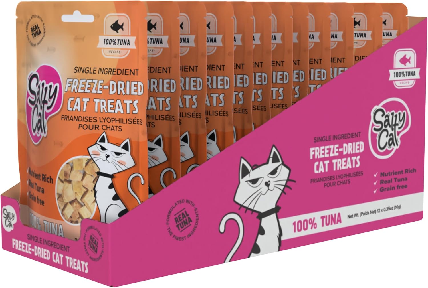 Salty Cat Natural Freeze-Dried Tuna Cat Treats, 10g Bag (12 Pack)