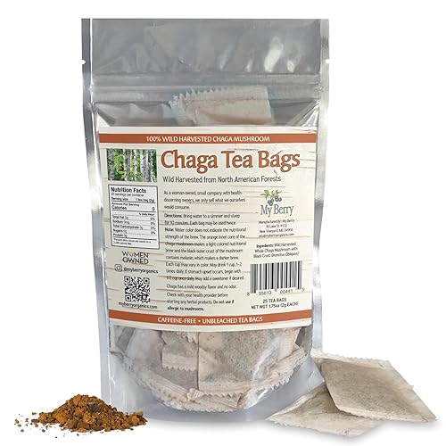 Bolsas de té Maine Chaga | 100% cosechadas en estado silvestre, cultivadas en Estados Unidos y Canadá | 100% sin aditivos | 25 bolsas sin blanqueador disponible en Yaxa Guatemala