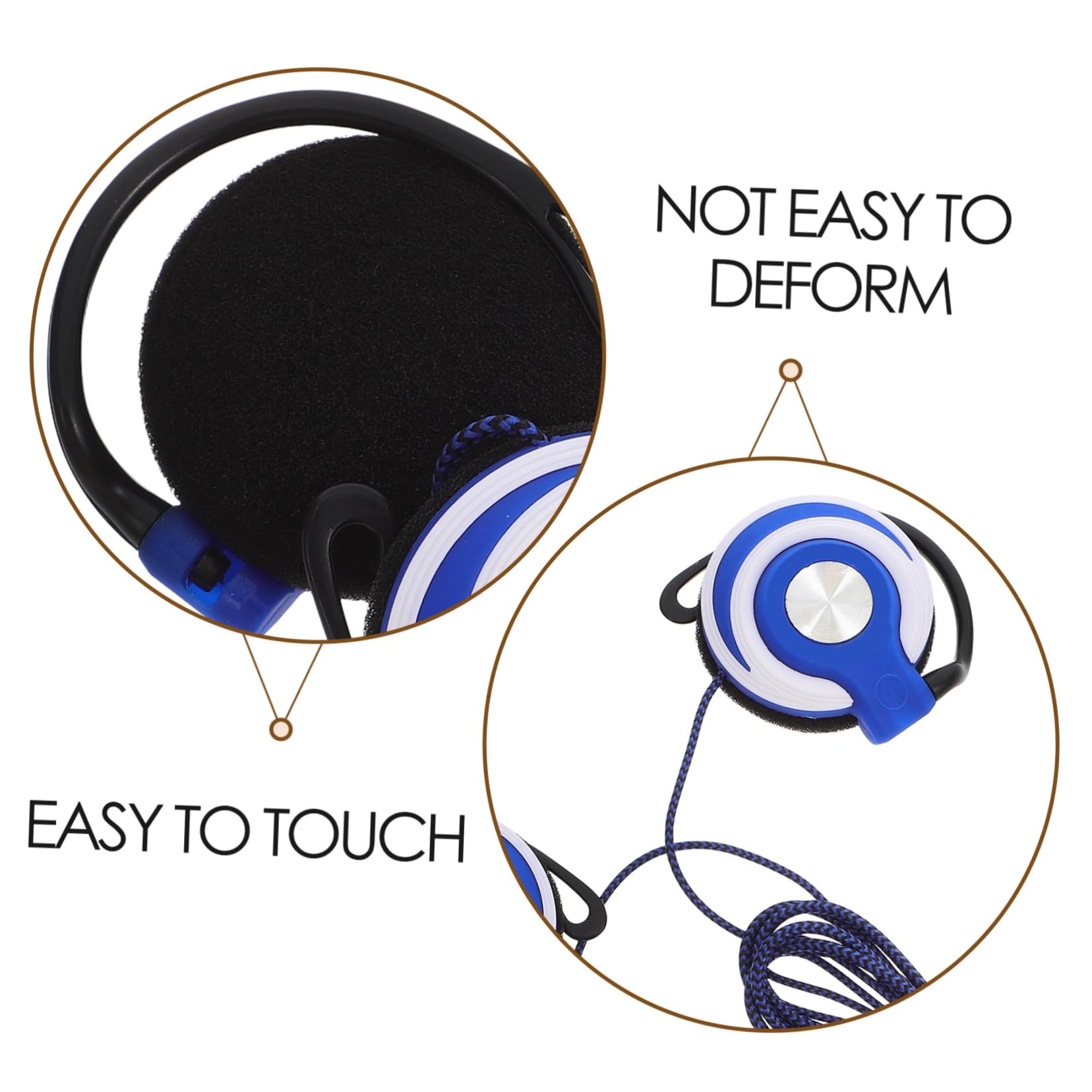 BESTonZON 2 Cuffie Stereo Auricolari Clip Con Gancio Orecchio Cablato Compatibile Blu Ergonomiche con Suono Surround e Cavo Resistente