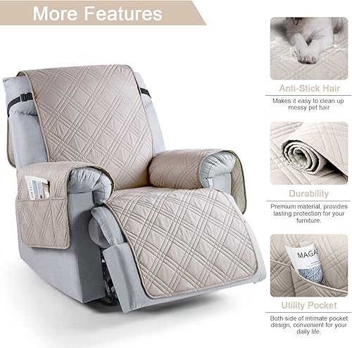 Miniatura 5 de TAOCOCO Funda para silla reclinable 100% impermeable, fundas reclinables de gran tamaño para silla reclinable grande con correas dobles, funda de