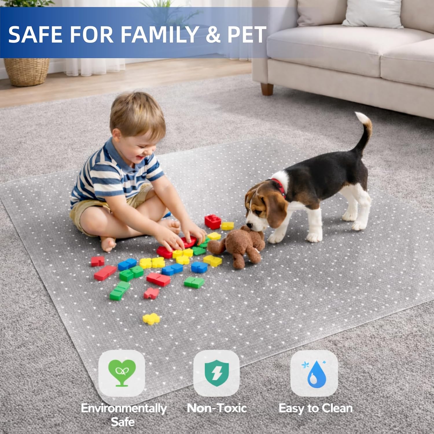 Chair Mat for Carpeted Floors, 36" x 48" Clear Heavy Duty Office Chair Mat, Low-Pile Carpet Protector, Smooth Glide for Desk & Computer Chairs, Under-Desk Coverage (Transparent)