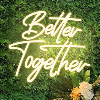 Better Together,Letreros de neón LED de neón de color blanco cálido para despedida de soltera, fiesta de aniversario con interruptor regulable, alimentación USB de 5 V (14.6x13 pulgadas)