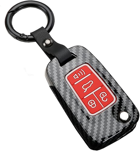 Miniatura 9 de Funda para llavero de automóvil con control remoto sin llave para Chevy Cruze Equinox Impala, Malibu, Sonic Spark Volt Camaro con patrón de fibra de