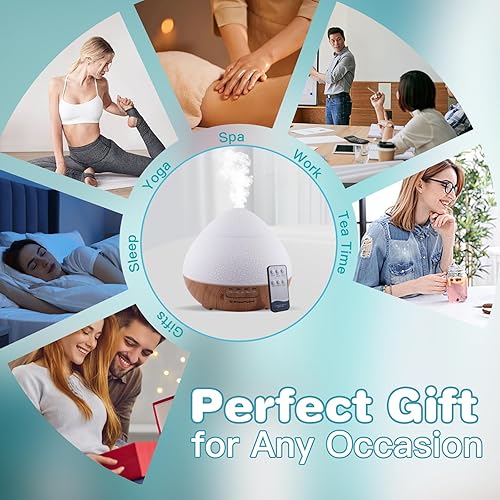Miniatura 8 de Difusor de aceite esencial de 16.9 fl oz, difusor ultrasónico de aroma con control remoto para el hogar, difusores silenciosos para aceites