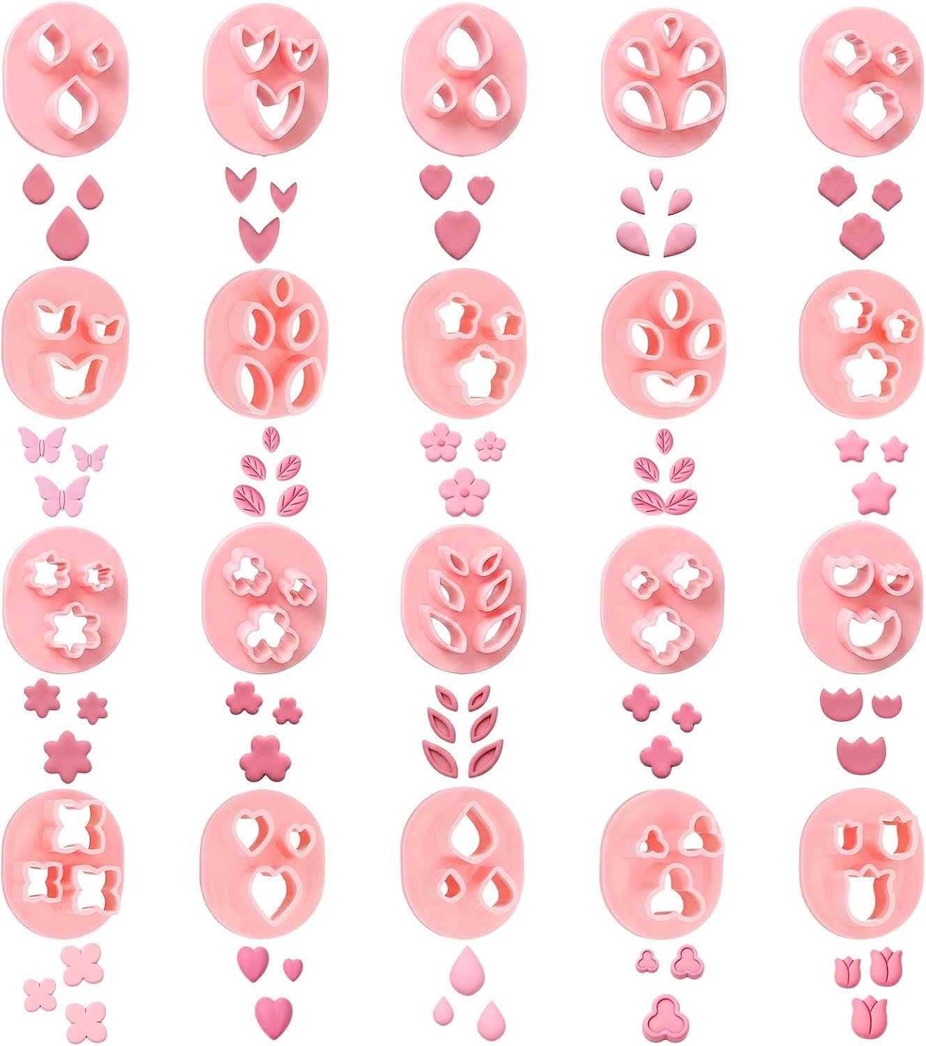 20 PCS Polymer Clay Cutters, Clay Molds, Flower Petal Clay Cutter for Earrings Making 20 Shapes Floral Leaf Heart Butterfly Clay Molds DIY Jewelry Tools