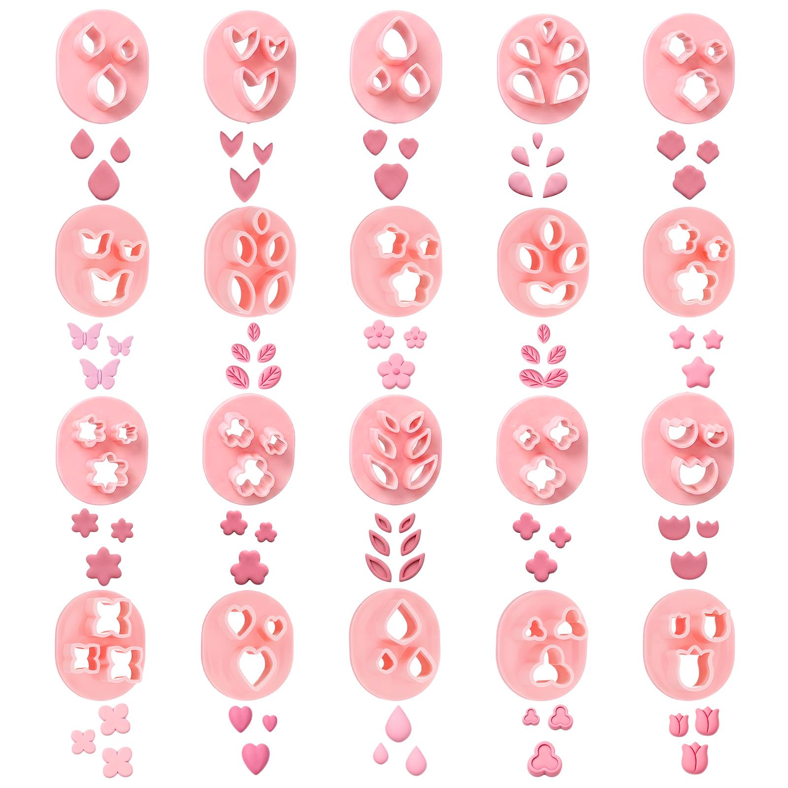 Ajcotahm 20 PCS Polymer Clay Cutters, Flower Petal Clay Cutter for Earrings Making 20 Shapes Floral Leaf Heart Butterfly Clay Molds DIY Jewelry Tools