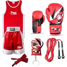 Prime Sports KIDS BOXING UNIFORM 2 PIECES SET TOP & SHORT RED-WHITE 11-12 Years1021