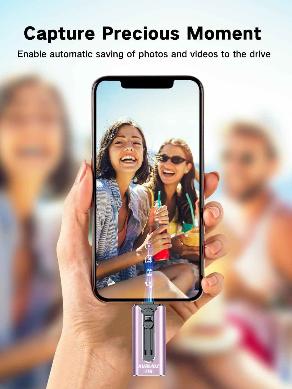 512GB Flash Drive Intended for iPhone, Memory Stick Storage Files Photos Videos Backup, Compatible with iPhone iPad Android PC, Plug and Play, No Application Required (Purple)