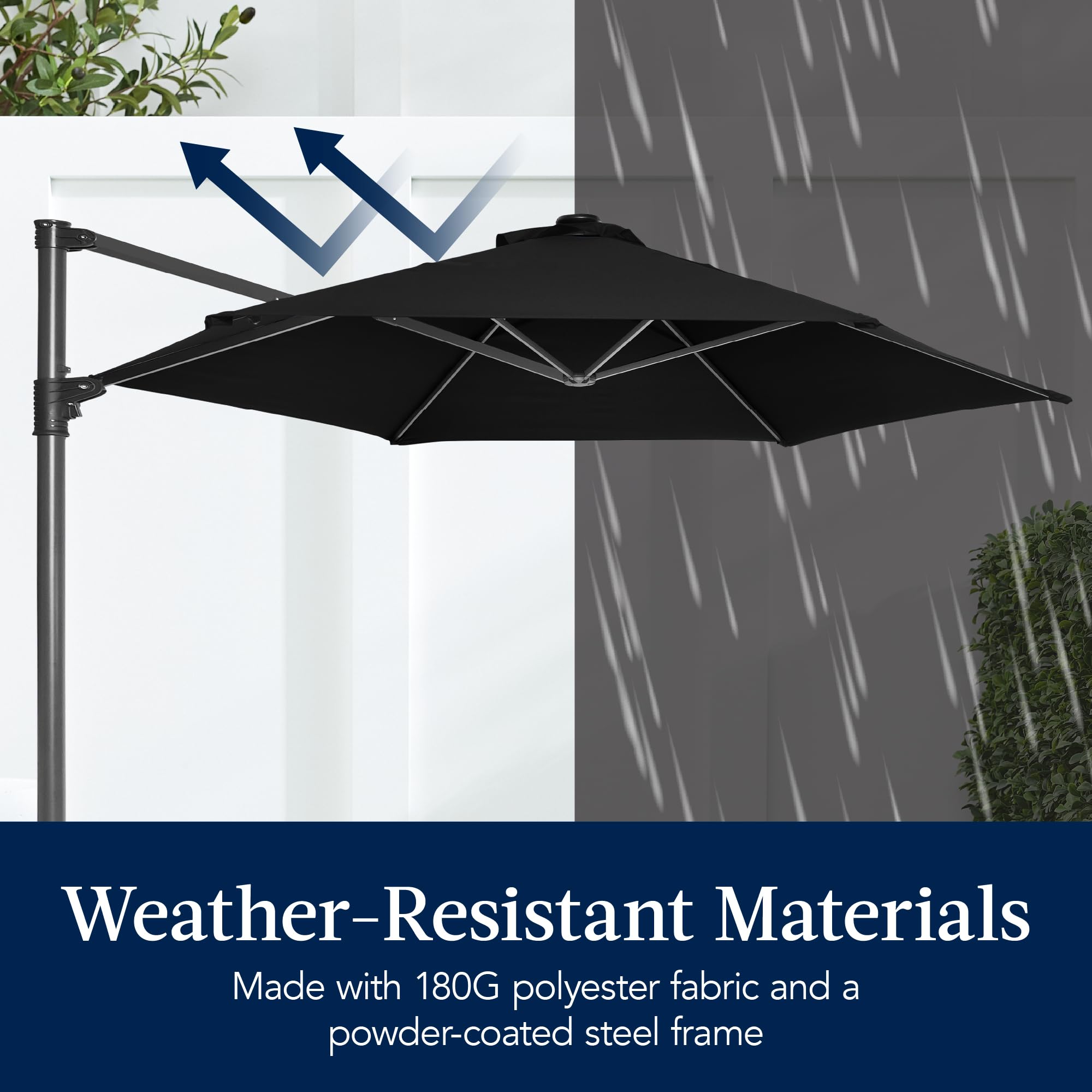 Best Choice Products 10ft Offset Cantilever Hanging Market Patio Umbrella, Smooth 360° Rotation, 8 Sturdy Ribs, Easy Adjustment