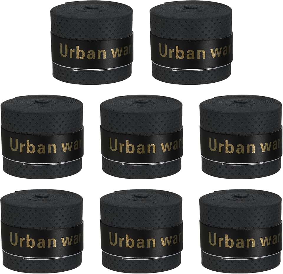 Raquete de badminton de tênis, pacote com 8, fita antiderrapante para raquete que absorve o suor para baqueta, beisebol, pickleball, pá, preta