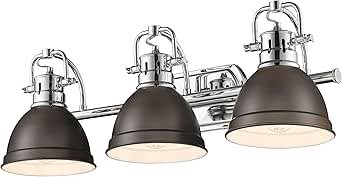 Duncan 3-Light Bath Vanity in Chrome with Rubbed Bronze