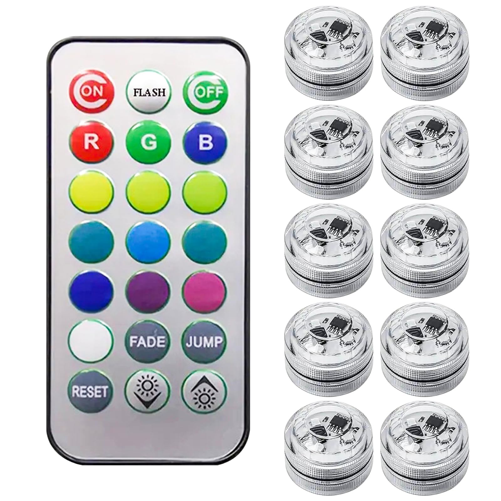 10 Pack Submersible LED Lights, Mini LED Lights Waterproof, Pool Lights Underwater, Tea Light with Remote Control