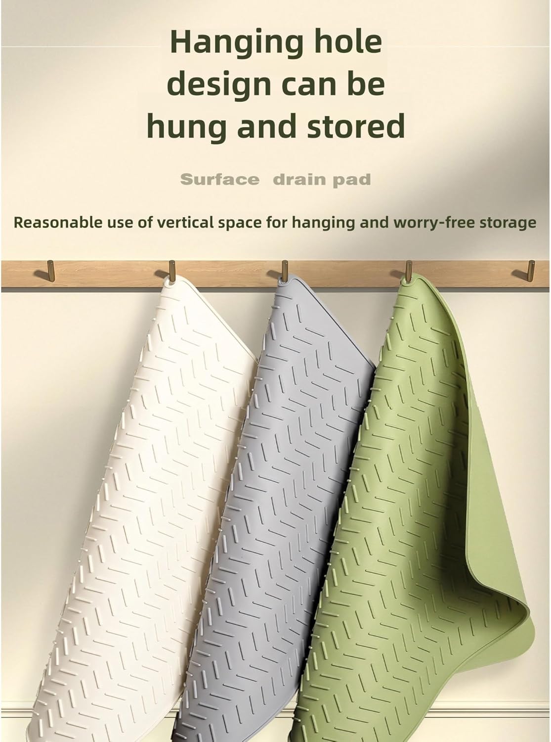 Dish Drying Mat for Kitchen Counter, Foldable Dish Drain Mat Sink Mat, Silicone Large Dish Drying Pad, Easy Clean Non-Slipping Heat Resistant Dish Rack Mat(Cream,40x30cm/15.7x11.8in)