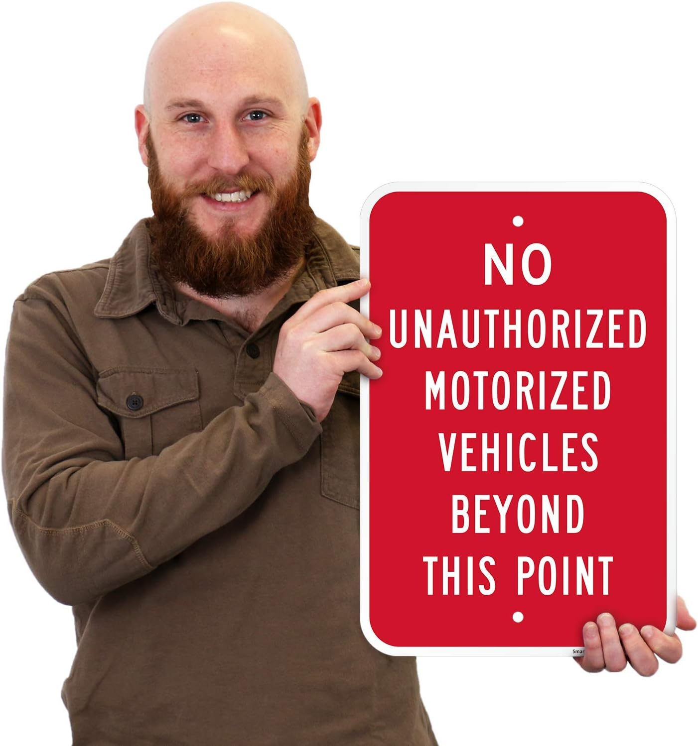 SmartSign - K-7460-AL-12x18 "No Unauthorized Motorized Vehicles Beyond This Point" Sign | 12" x 18" Aluminum