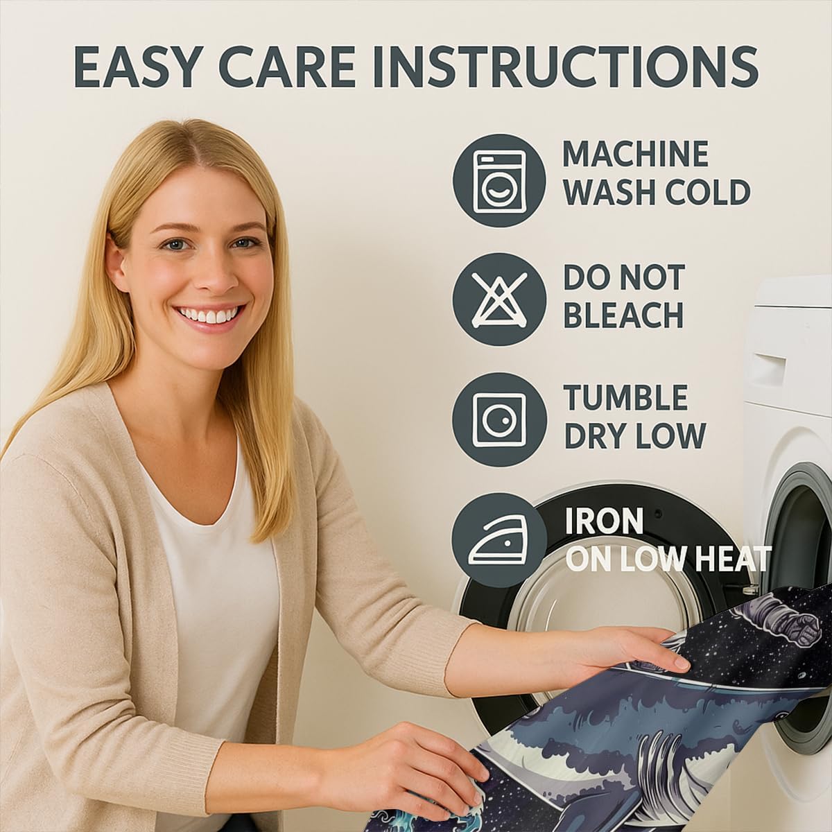 Funny Astronaut Blackout Curtains for Girls Boys Home Decor, Fantasy Dinosaur Shark Galaxy Grommet Thermal Insulated Drapes Darkening Window Curtain for Bedroom Living Room, 55 x 63 Inch