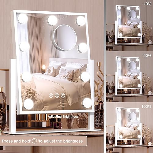 Miniatura 4 de Hollywood Espejo de tocador con luces, espejo de maquillaje LED con luz, 12 bombillas regulables, espejos de iluminación, 3 modos de color, espejo