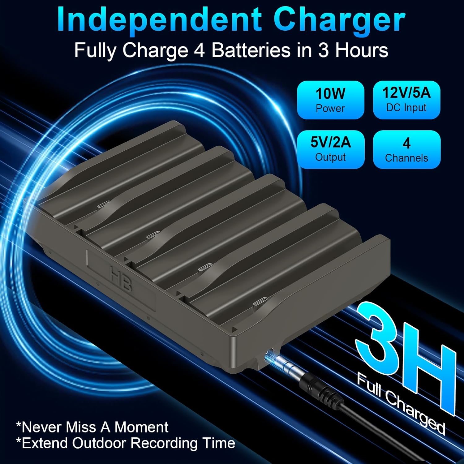 Artman 4 Pack New Reveal Lipo Lithium Battery Pack 6500mAh with 4 Port Battery Charger Compatible with Reveal Cellular Trail Camera Ultra, Pro 3.0, X, X Pro, X Gen 2.0, X Gen 3.0, XB, SK